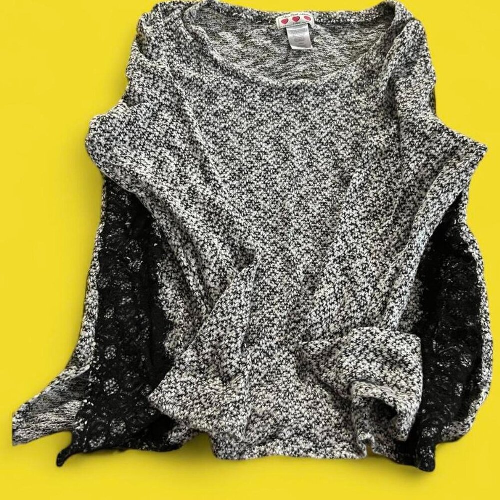 Medium Grey and black sweater with a touch of whimsy Used #184